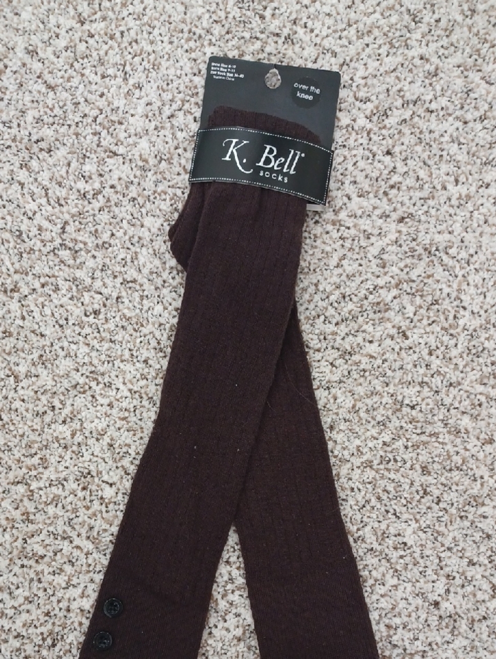 Women's Brown Over-the-Knee Ribbed Socks